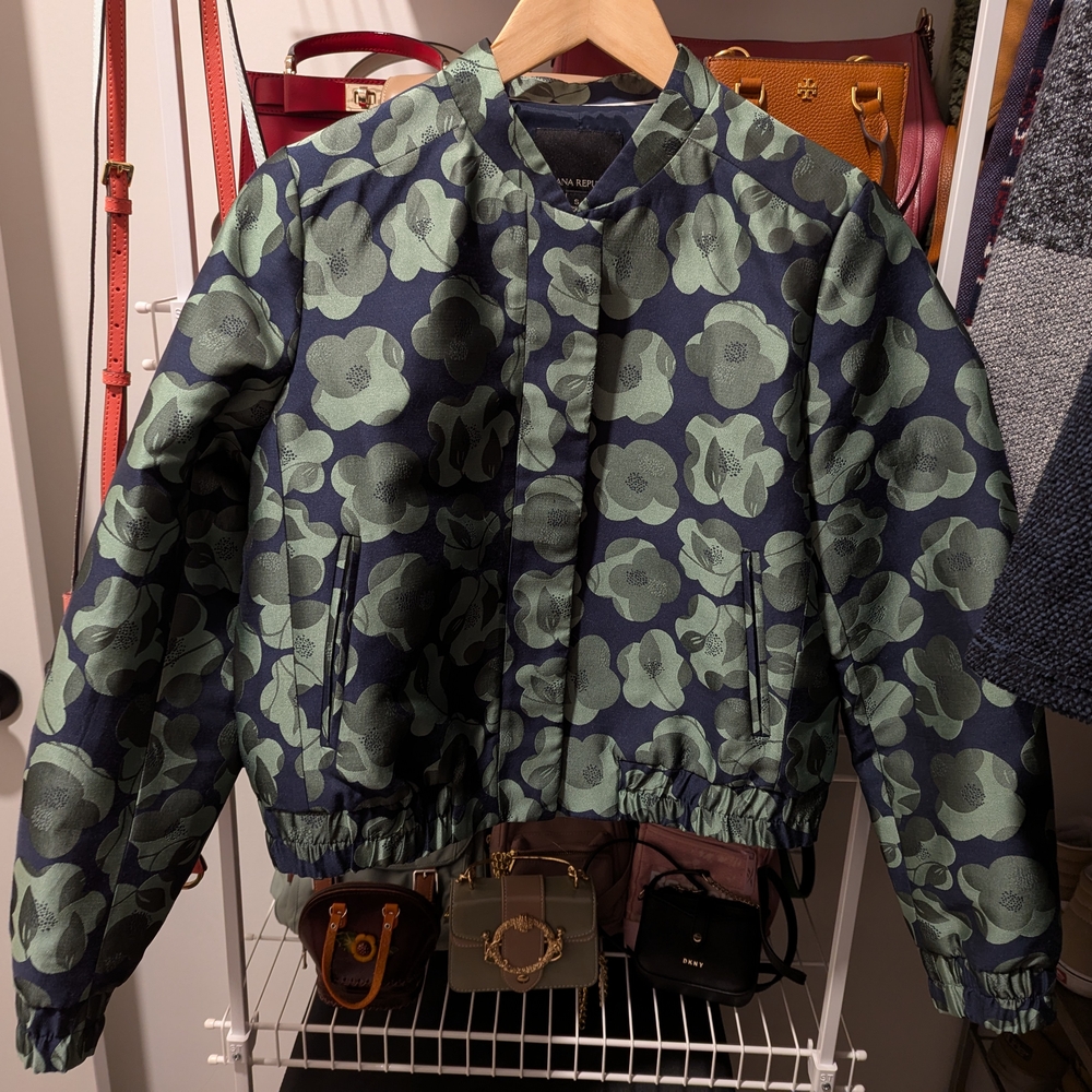 Banana Republic Green and Navy Floral Jacket